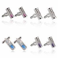 silver fashion sand leak cufflinks buttons for men lawyer groom wedding father decorations crystal shirt time cuff links 5 pair