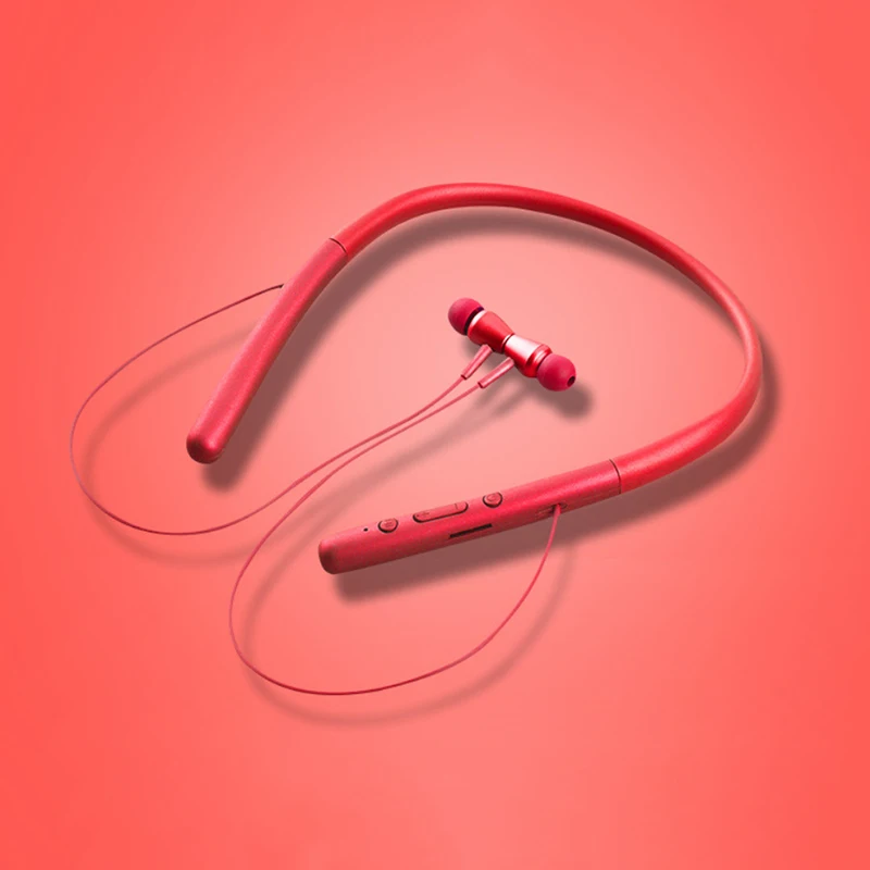 Висячие шеи Bluetooth гарнитура Спортивная Шея Висячие беговые уши в ухо стерео беспроводные Bluetooth наушники - Цвет: Красный