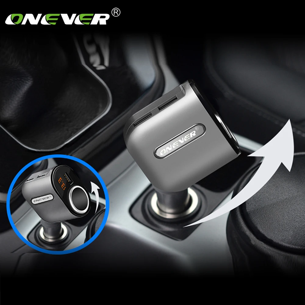 Onever 3 Порты зарядных порта USB для автомобиля Зарядное устройство розетка для автомобильного прикуривателя Разветвитель 5V 3.1A 12 V-24 V макс 80 Вт Мощность адаптер с Напряжение Дисплей