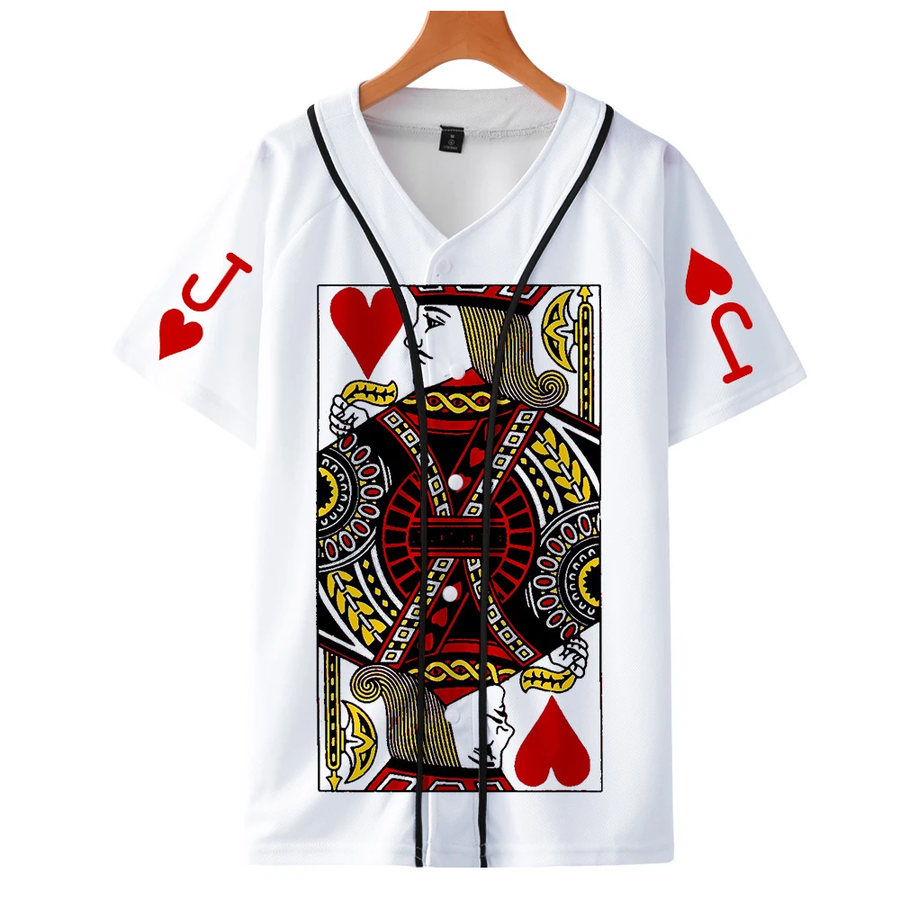 Poker Print Summer Baseball Shirts Fashion Short Sleeve Casual Hot Streetwear Clothes cosplay | Мужская одежда