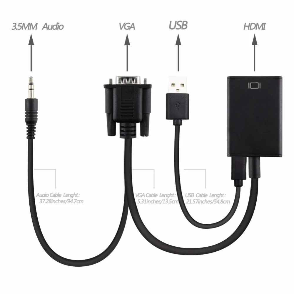 Переходник VGA папа мама с аудиовыходом 1080P USB адаптер питания для ПК ноутбука