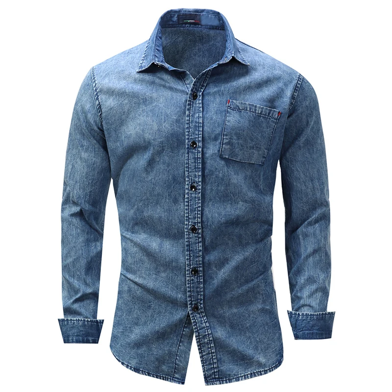 

2019 Spring Summer Men Shirts Casual Jeans Shirt New Arrival Long Sleeve Casual Slim Male Shirts Fashion Shirt Streetwear B665