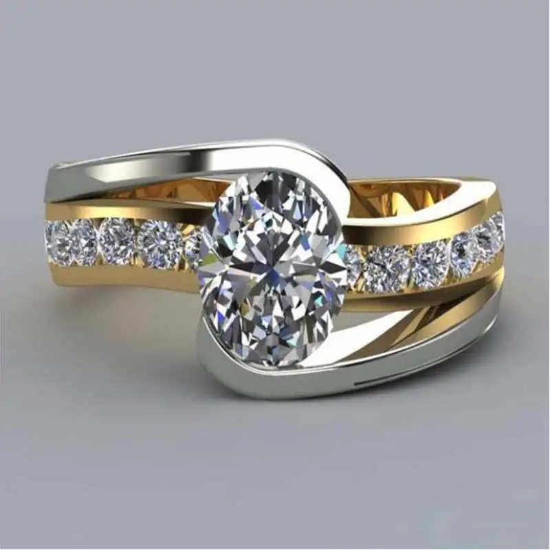 

Exquisite Women Ring Classical Crystal Rhinestones Ring For Women Jewelry Accessories Anniversary Party Gift Gold-Colors
