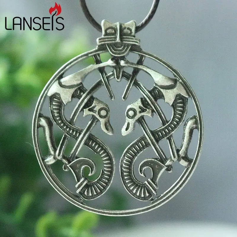 lanseis 1pcs retro Raven of Odin Hugin Jewelry Viking Scandinavian Solid men Pendant punk Necklace handmade jewelry | Украшения и