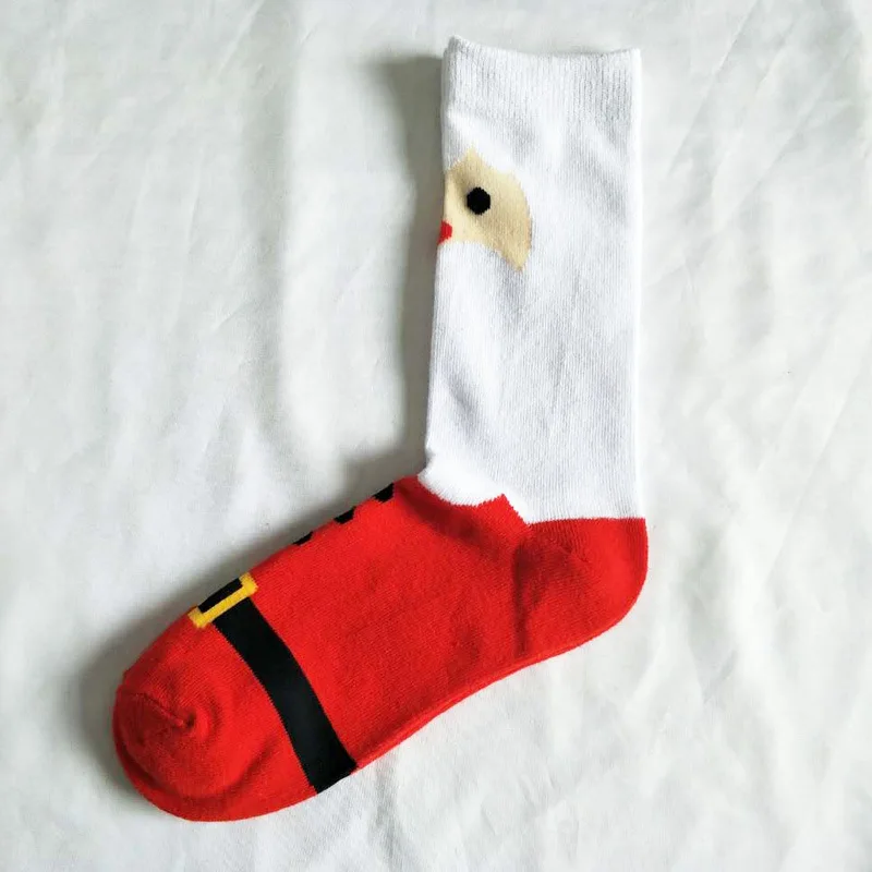 Santa Claus socks Забавные хлопковые носки с рисунком рождественской елки; мужские праздничные зимние носки в полоску; вечерние носки с изображением Санта Клауса - Цвет: Santa Claus socks