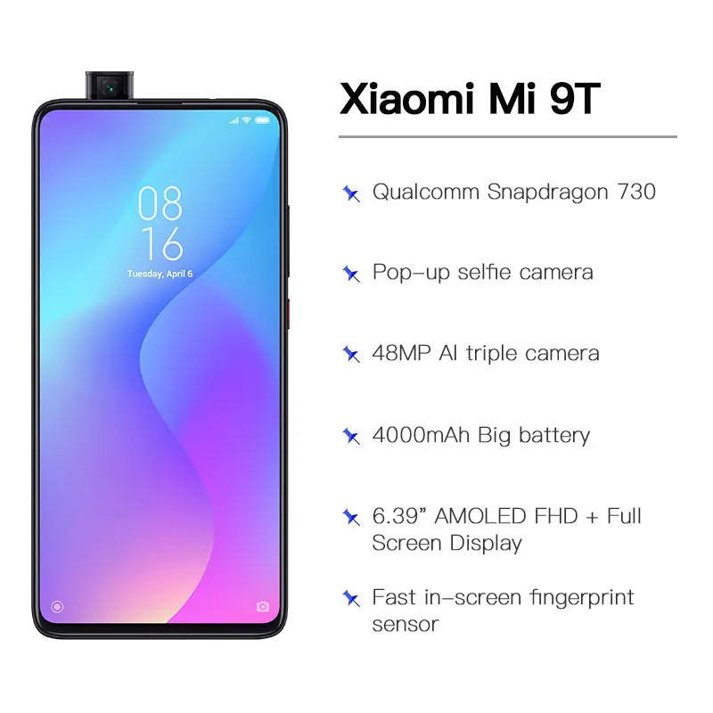 Глобальная версия смартфона xiaomi mi 9T 6 ГБ ОЗУ 64 Восьмиядерный процессор Snapdragon 730 4000