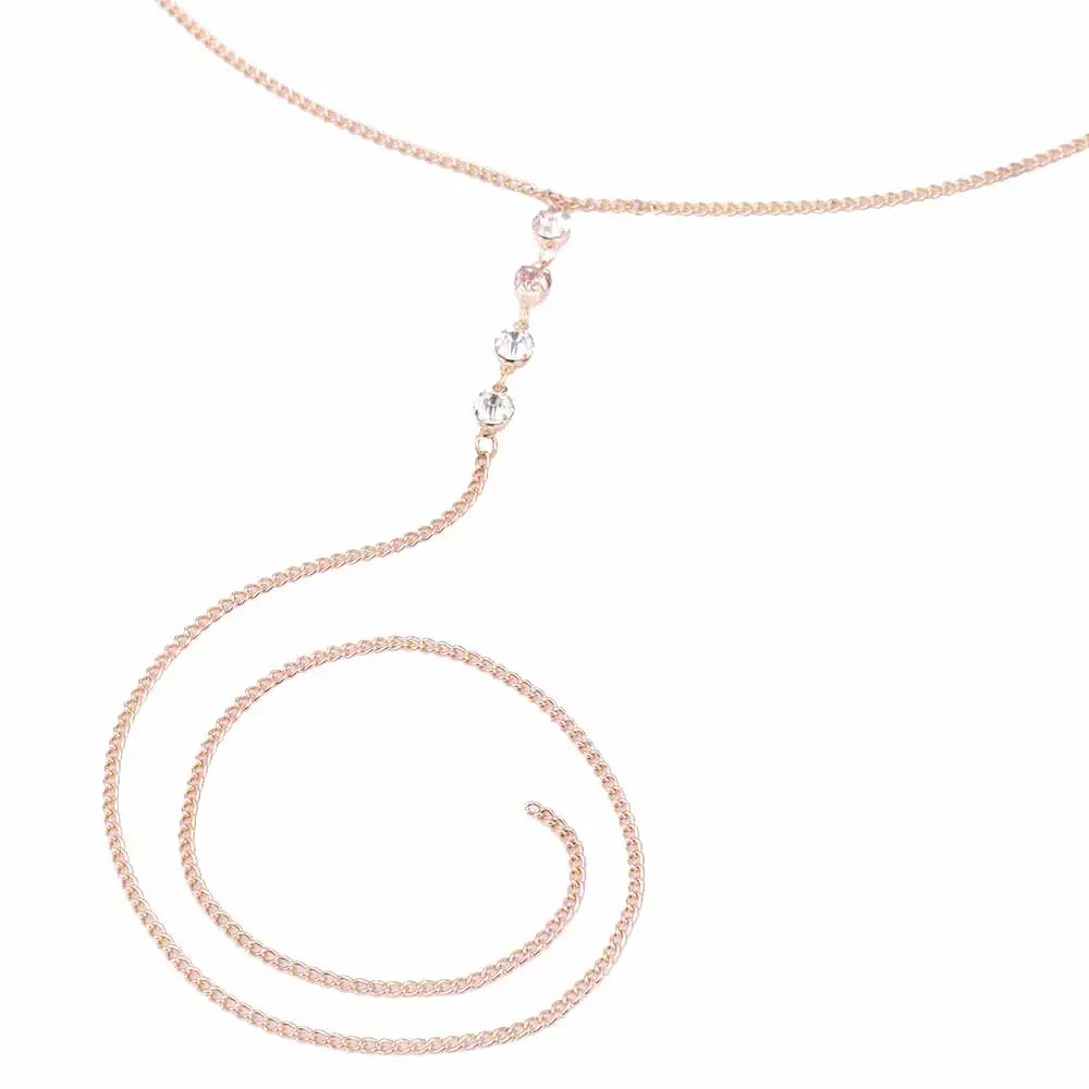 FAMSHIN мода лето кристалл Цепочки и ожерелья сзади цепочка Серебряная тела для Для