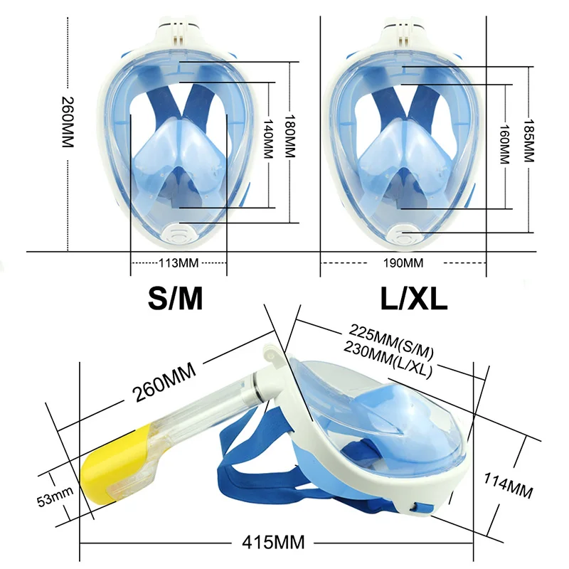 Маска для дайвинга на все лицо противотуманная маска подводного плавания очки