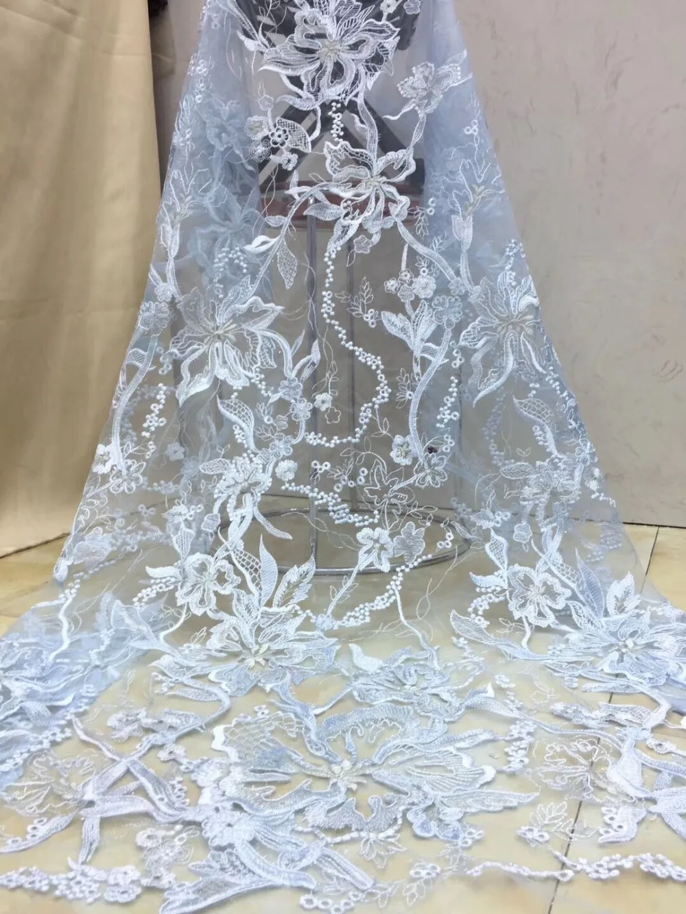 ZH18121607 african net lace fabric for party dress 5yard/lot embroidered french tulle fpr nigerian wedding | Дом и сад