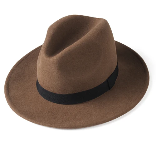 light brown Фетровая шляпа для мужчин и женщин FURTALK, шляпа из австралийского шерстяного войлока с широкими полями, несколько цветов, мягкая шляпа в винтажном стиле, осень-зима - Цвет: light brown