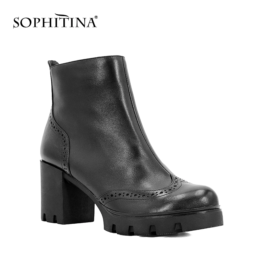 SOPHITINA/Ботинки женские на осень из натуральной кожи черного цвета. Подкладка