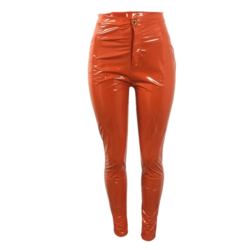 FQLWL штаны из искусственной кожи женские брюки с высокой талией облегающие черные