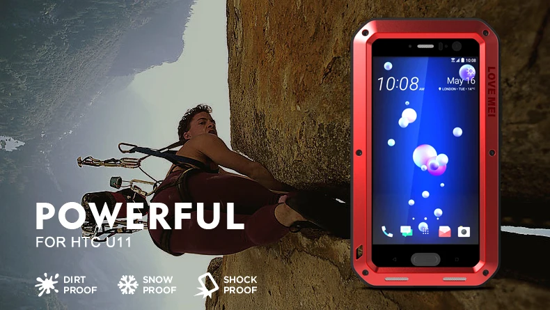 Водонепроницаемый чехол Love Mei для HTC U11 жесткий ударопрочный алюминиевый