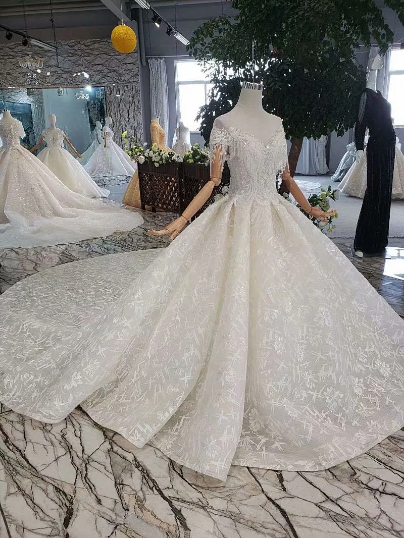 SSYFashion, новое роскошное свадебное платье, высококачественный светильник цвета шампанского, со шлейфом, с блестками, с бисером, длинное свадебное платье на заказ, большие размеры