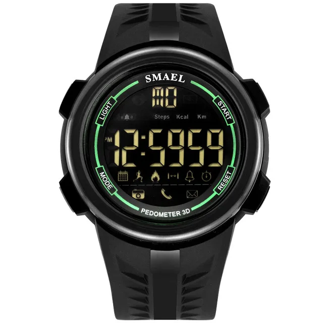SMAEL мужские спортивные часы Топ люксовый бренд цифровые Spor часы мужские часы с хронографом светодиодный дисплей Электронные наручные часы для мужчин - Цвет: Black Green