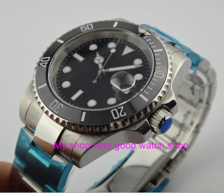 40 мм стеклянный черный керамический Безель автоматическая подсветка