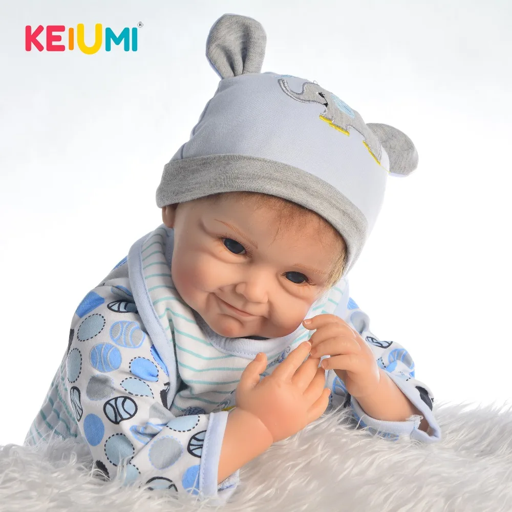 Силиконовые куклы Reborn KEIUMI с забавной улыбкой реалистичные для малышей 55 см