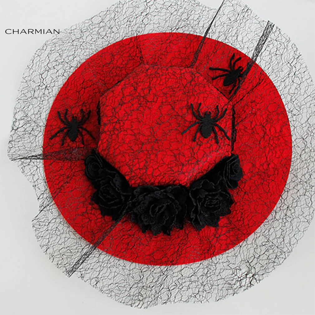 Charmian Elegant Flowers Spiders Black Lace Hairpins Hair Clip Halloween Party Hat Accessories |