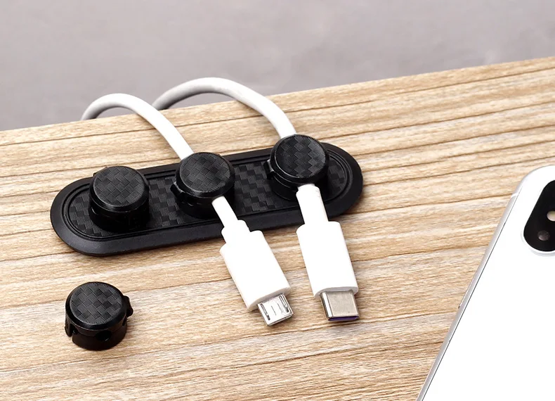 Магнитный Кабельный органайзер из углеродного волокна USB кабель управление зажим для намотки стола провода шнур протектор кабельный держатель для iPhone