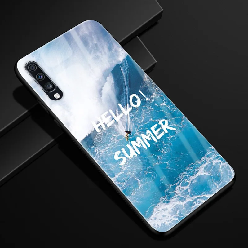 Чехол для samsung A70, жесткая задняя крышка из закаленного стекла с рисунком для samsung Galaxy A70 A50 A80 A40 A30 A10 A 70, мягкий чехол из ТПУ
