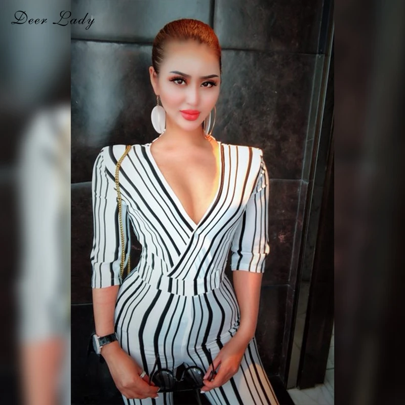 Олень леди Bodycon комбинезон длинные 2019 новые модные женские обтягивающие
