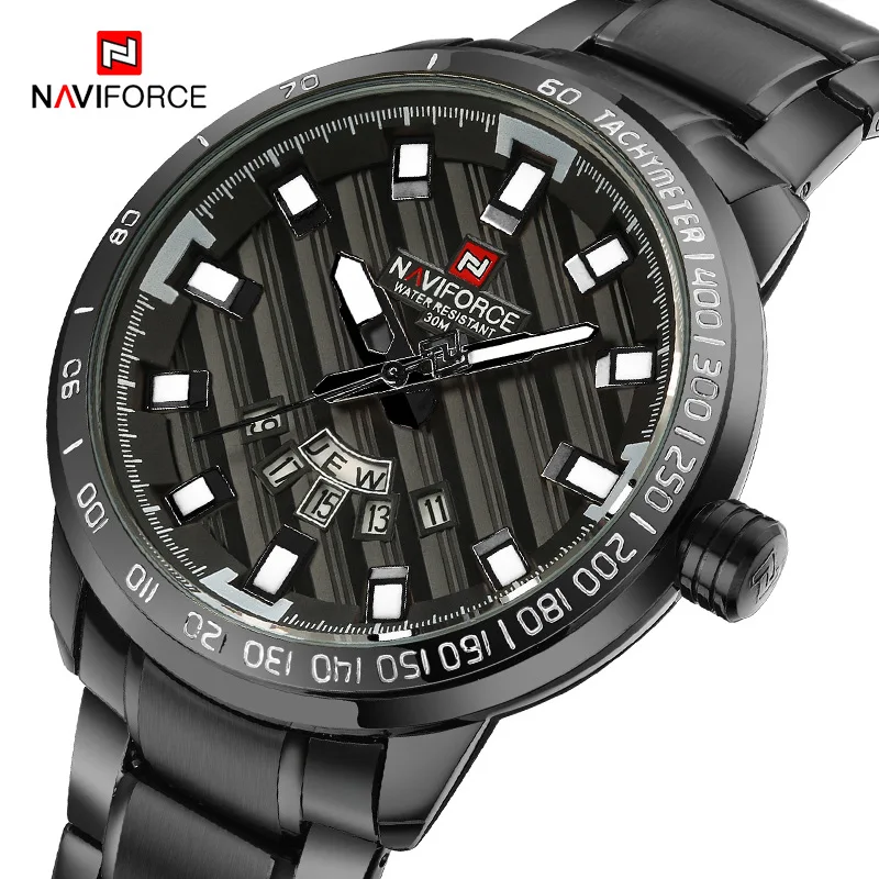 Naviforce модные золотые часы кварцевые Для мужчин лучший бренд класса люкс Аналоговый Наручные часы Водонепроницаемый Спортивные часы мужской Relogio Masculino - Цвет: BlackWhite