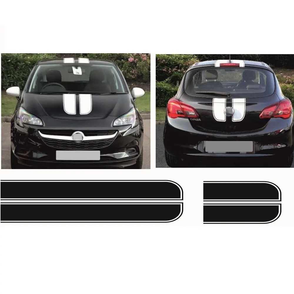 Для VAUXHALL CORSA ADAM RACING BONNET + задний SXI VXR полосы STING наклейки виниловые T 416|Наклейки на