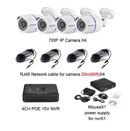 Розовый Besder HD 720P POE ip-камера для помещений и улицы, комплект безопасности 4CH 1080P POE NVR IP POE камера видеонаблюдения, домашняя система видеонаблюдения - Цвет: Розовый