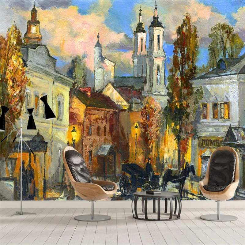 Wellyu ретро ручная роспись города живопись гостиная спальня фотообои обои 3d для