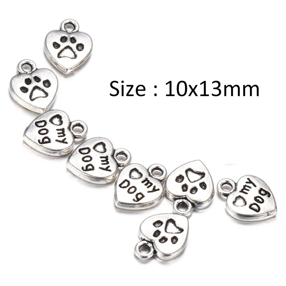 20 шт./лот модные подвески в форме сердца мой кулон собачьей лапы античный