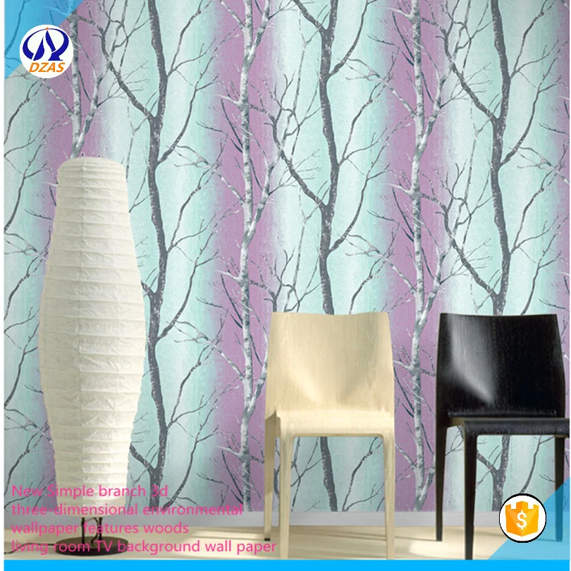

2018 New Simple branch 3d three-dimensional environmental wallpaper features woods living room TV AS-CX background wall paper