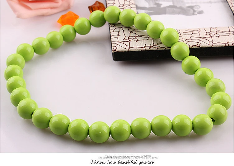 Детское ожерелье карамельного цвета зеленый акриловый бисер 14 мм для девочек