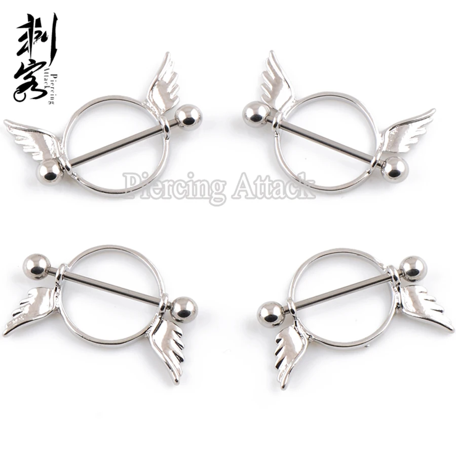 Хирургическое стальное Крыло ангела 316L с кольцом для сосков фальшивая гантель