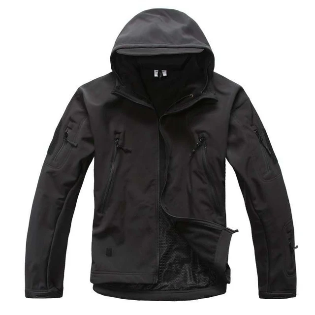 black jacket T A D Акула кожа флисовая куртка мужская тактическая куртка водонепроницаемая ветрозащитная охотничья военная куртка брюки - Цвет: black jacket