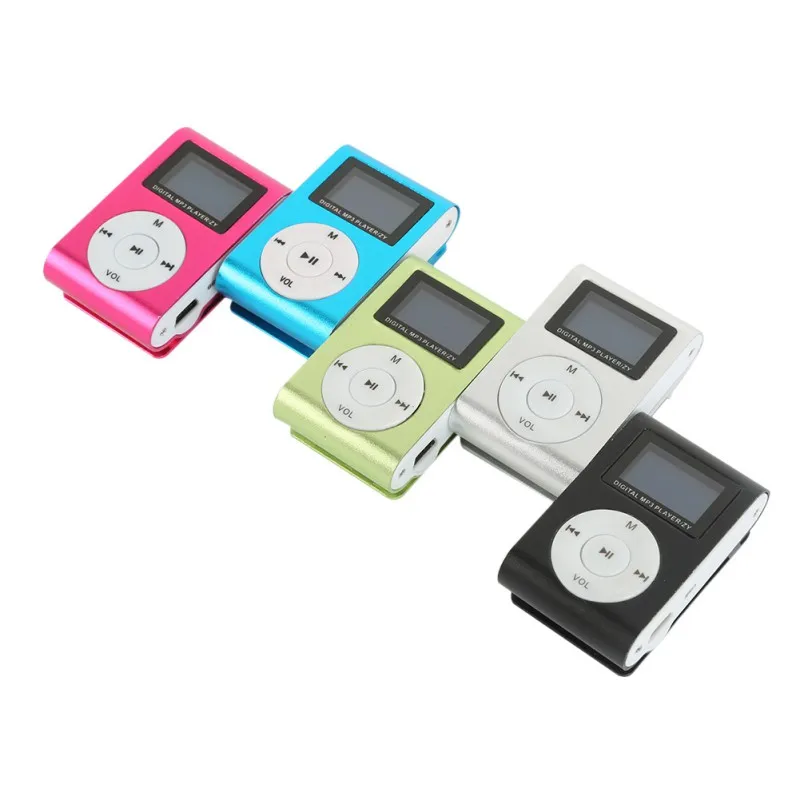 Стильный дизайн спортивный мини Mp3 USB Клип MP3-плеер ЖК-экран Поддержка SD TF карта Micro5 цветов