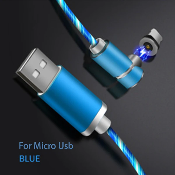 For Android-Blue Sovawin 1 м Магнитный кабель Micro USB быстрая зарядка USB C 5A зарядное устройство для мобильного телефона светодиодный локоть для huawei для samsung для Iphone - Цвет: For Android-Blue
