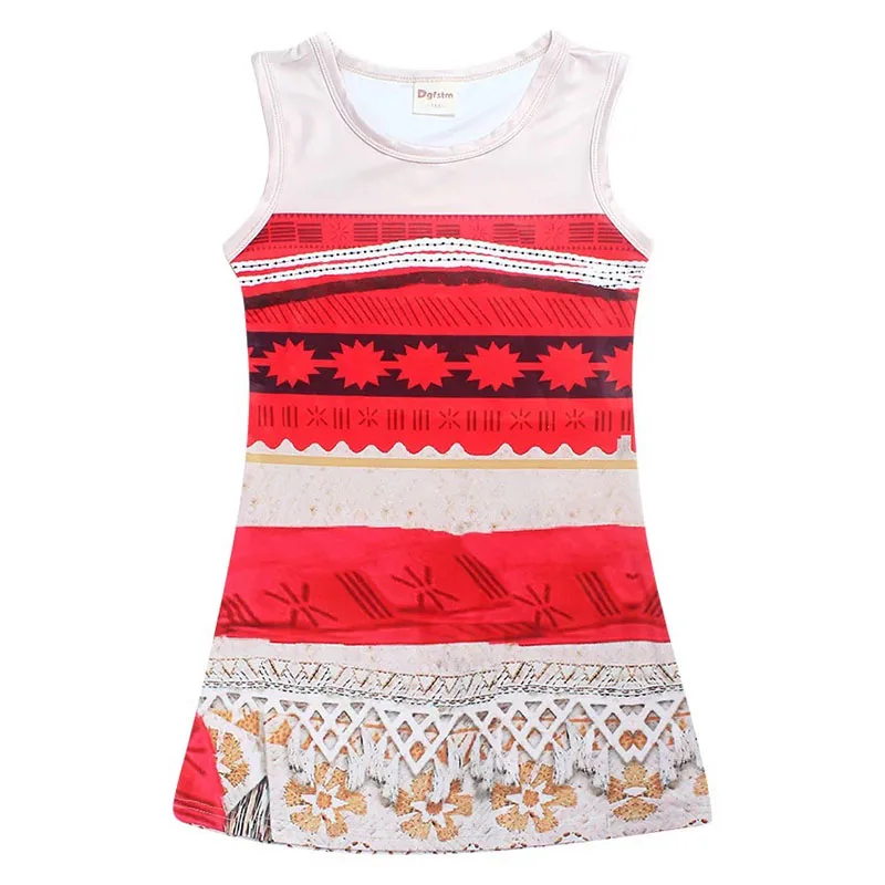 Детское летнее короткое платье без рукавов с принтом Моана для девочек Детская