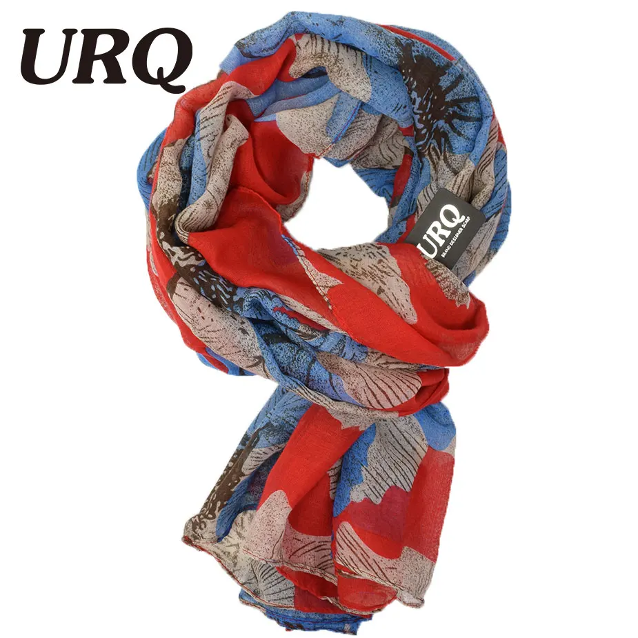 Модные зимние женские длинные хлопковые вискозные шарфы с цветочным принтом
