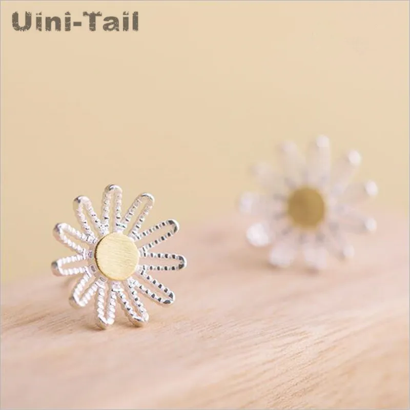 Новые креативные цветы 925 чисто белые серьги гвоздики женские гипоаллергенные в