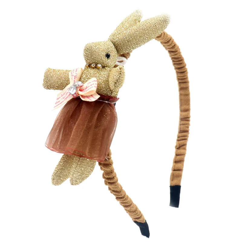 Детское кружевное оголовье из пряжи ободок для волос ярко-розовый стерео обруч с