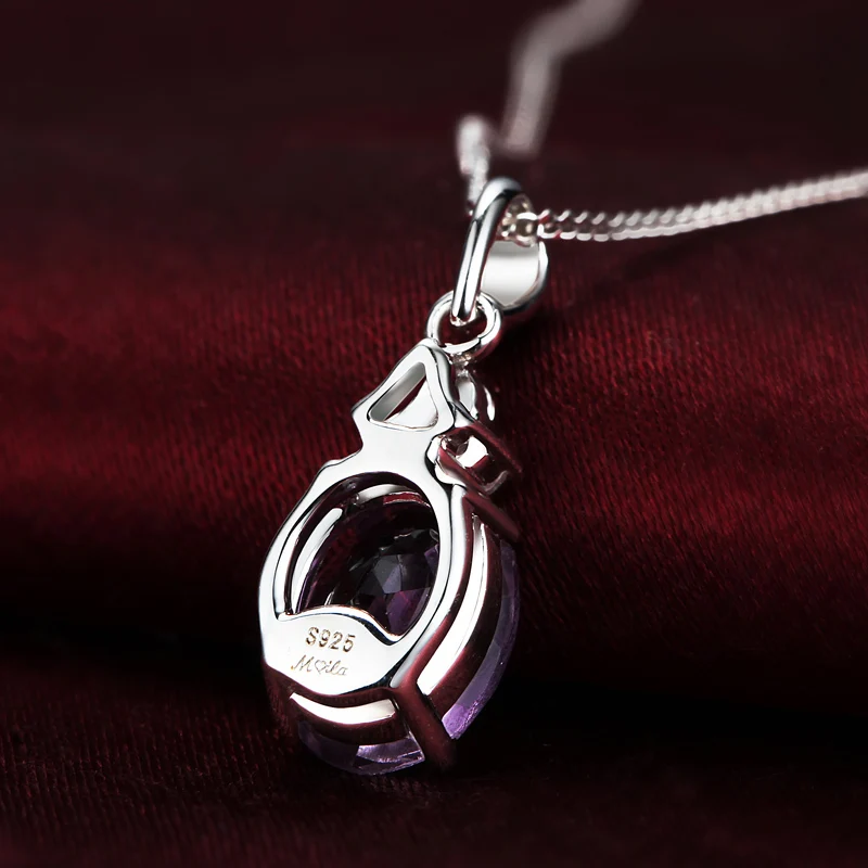 Женское ожерелье из серебра 925 пробы с натуральным аметистом|fine jewelry|pendants for