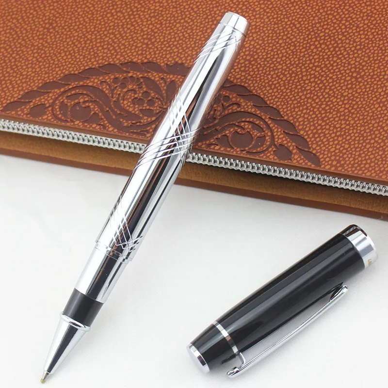 Набор шариковых ручек черные и Серебристые шариковые ручки со сменными
