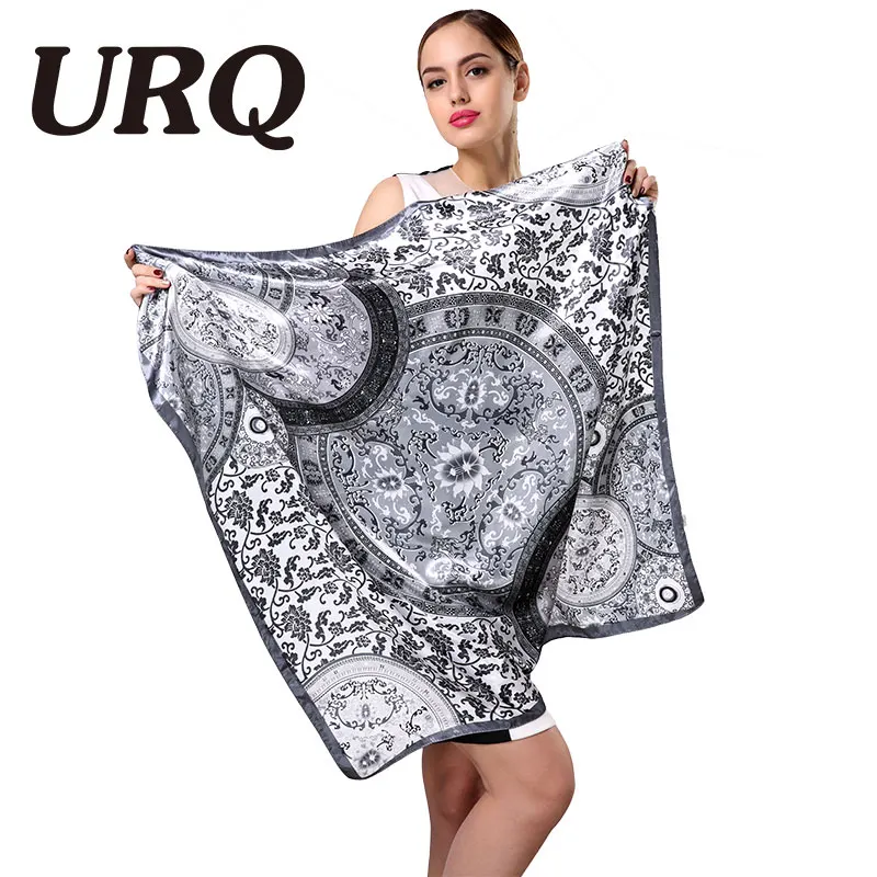 Брендовый дизайнерский зимний шелковый шарф со звездами квадратный атласный