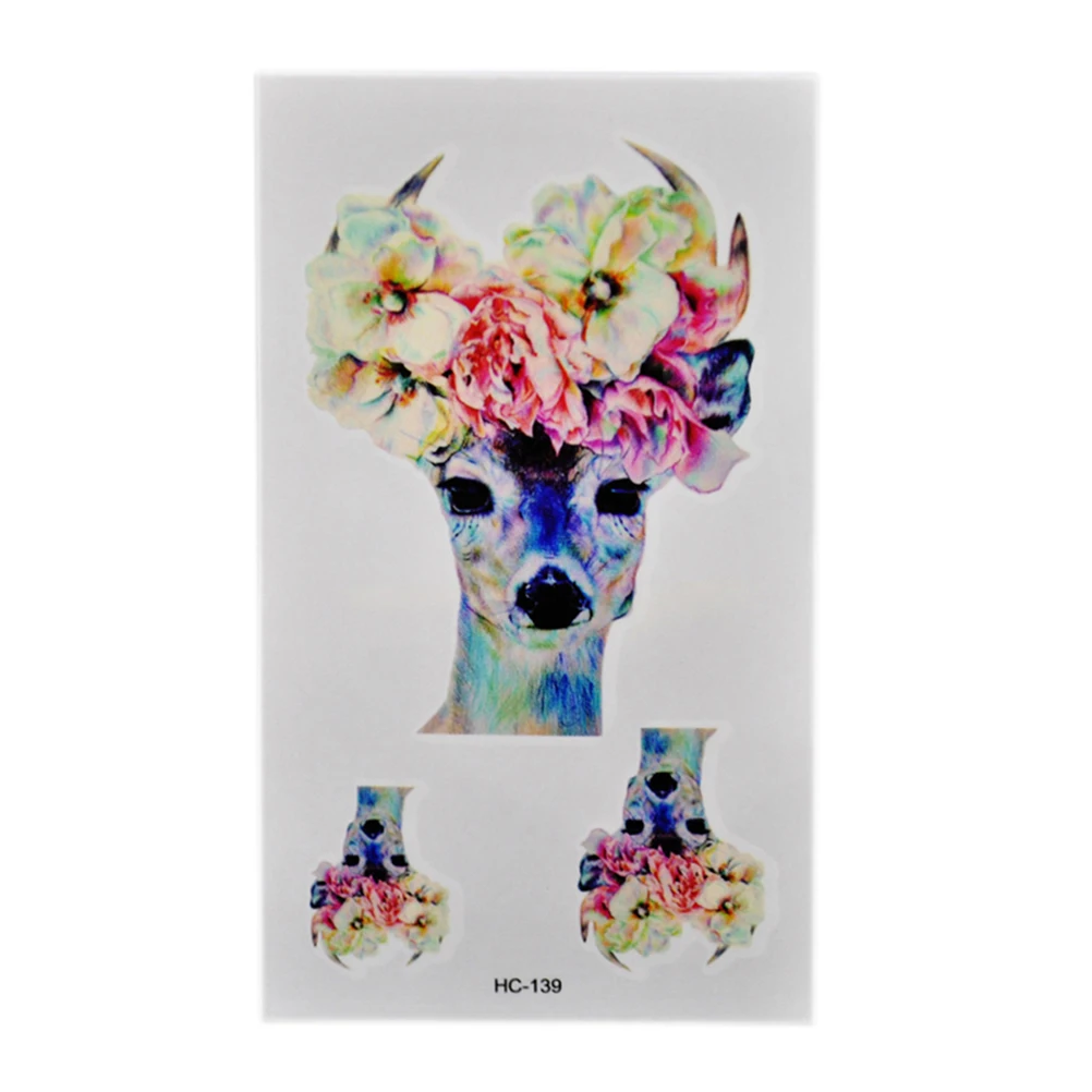 Переводные временные татуировки с изображением цветка головы оленя 1 шт. модные