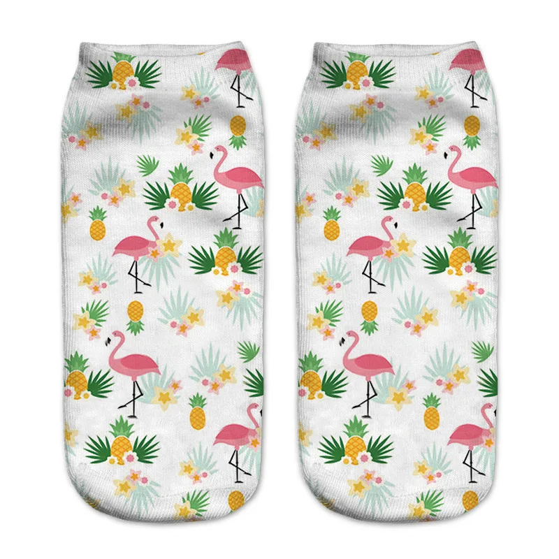Горячие 3D носки женские с принтом Фламинго низким вырезом Женские повседневные