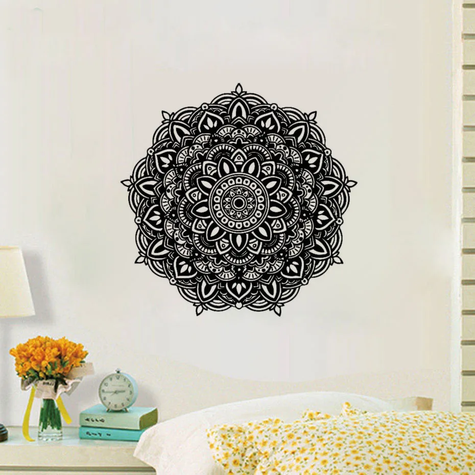 

ZOOYOO Indian Pattern Wall Decals Art Vinyl Bedroom Studio Interior Decorative Wall Sticker Mandala Flower Murals
