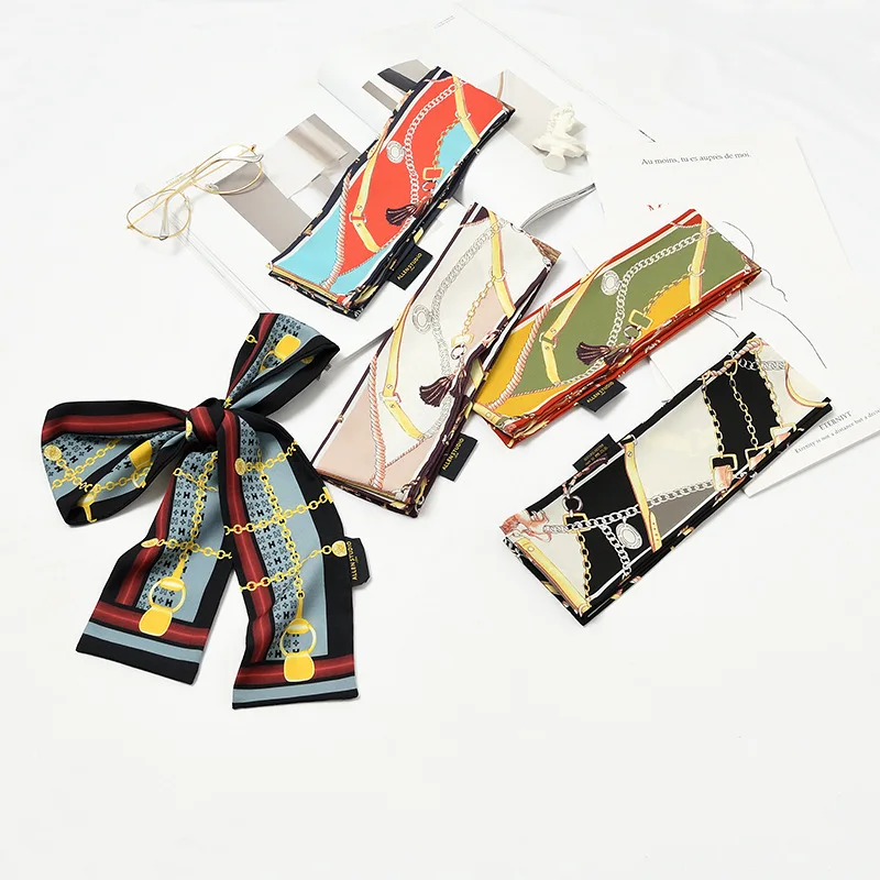 Женский шелковый шарф-хомут с цветочным принтом для девочек маленькие шарфы шеи