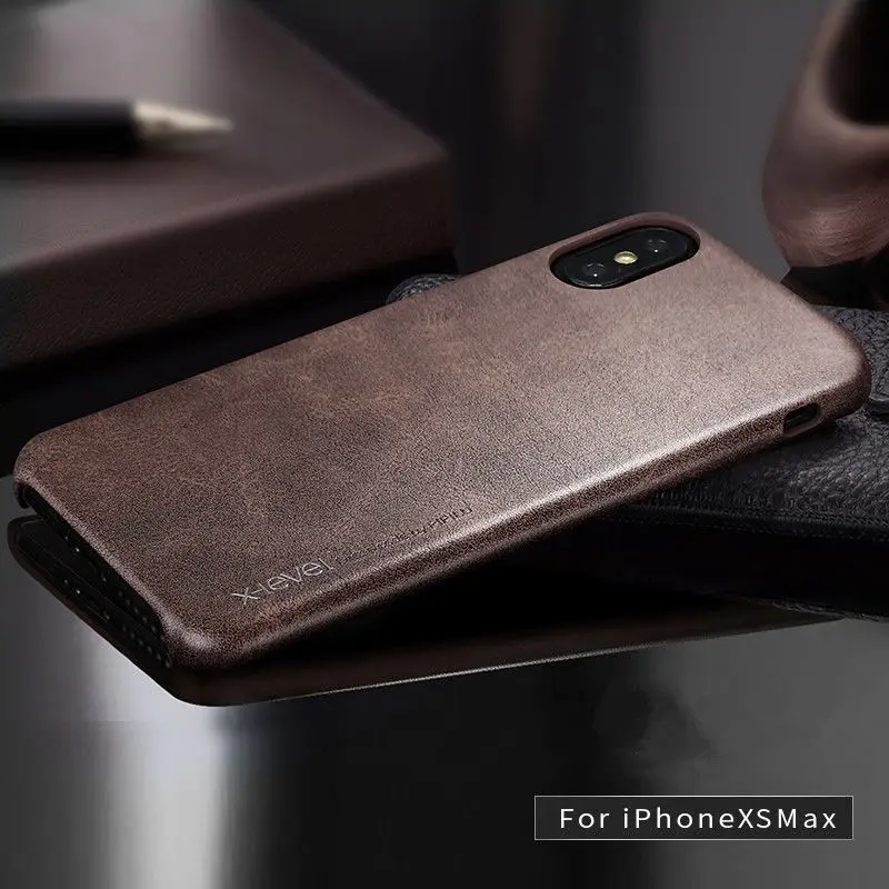 Для iPhone XS Max XR 11 Pro 7 8 Plus натуральная X-LEVEL роскошный бизнес ретро кожаный тонкий задний Чехол