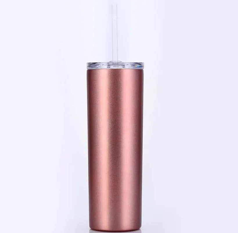 20oz узкие стакан пивная кружка с крышкой соломы Кофе вина чашка двойными стенками