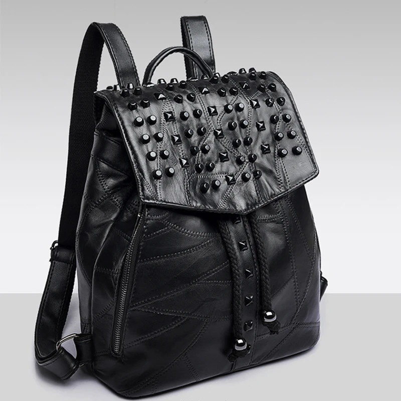 M R.L Новый женский рюкзак из овчины модные женские дорожные сумки с заклепками